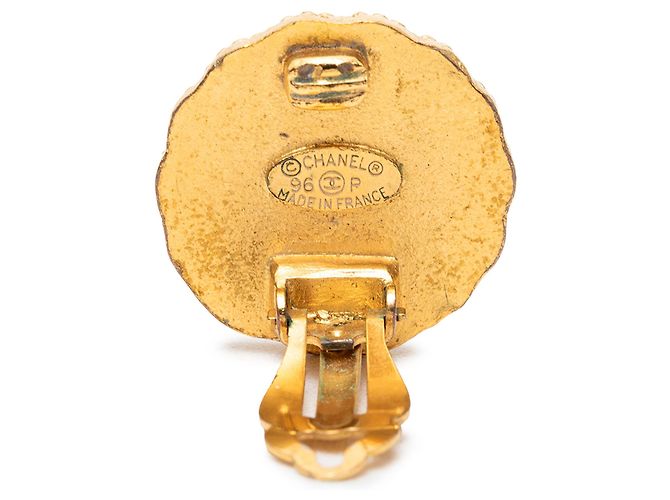 Orecchini a cerchio rotondi Chanel CC Gold Plated Sunburst dorati D'oro - vista 3