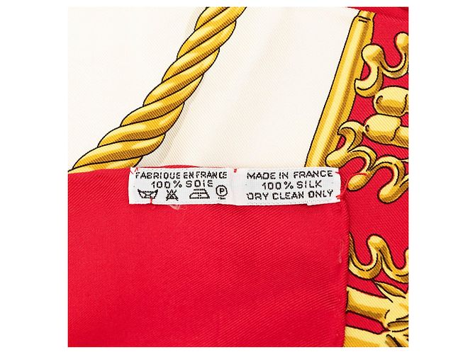 Sciarpa di seta rossa Hermès Les Cavaliers d Or 90 Scarves Rosso - vista 4
