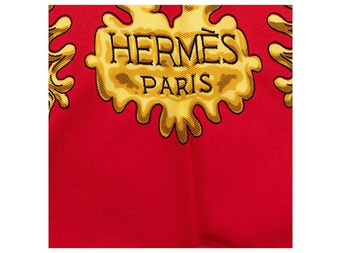 Sciarpa di seta rossa Hermès Les Cavaliers d Or 90 Scarves Rosso - vista 5