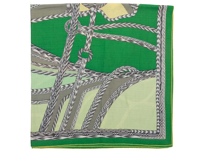 Hermès Xale de noite em cashmere e seda Hermes Verde e Multicor - vista 3