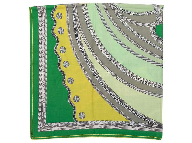 Hermès Xale de noite em cashmere e seda Hermes Verde e Multicor - vista 4