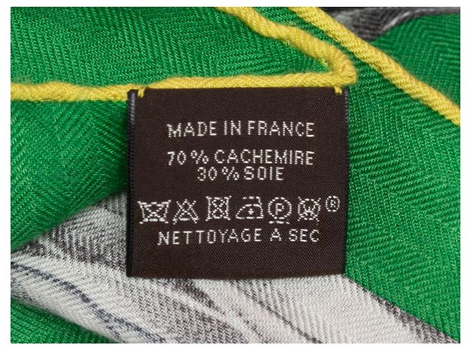 Hermès Xale de noite em cashmere e seda Hermes Verde e Multicor - vista 5