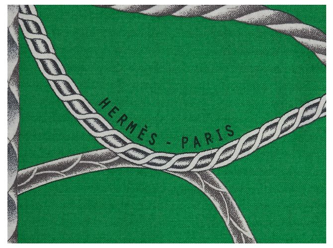 Hermès Xale de noite em cashmere e seda Hermes Verde e Multicor - vista 7