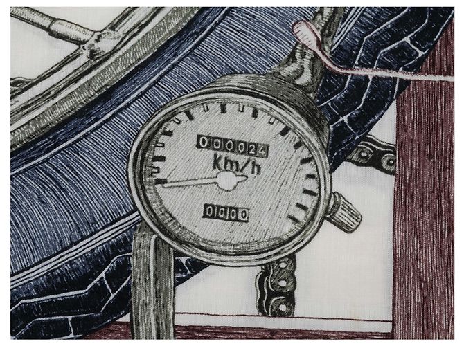 Hermès Sciarpa in lana e seta Grey & Multicolor Hermes Route 24 di Elias Kafouros Grigio - vista 5