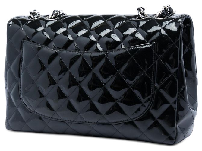 Borsa a tracolla Chanel Jumbo Classic Patent Single Flap nera Nero - vista 2