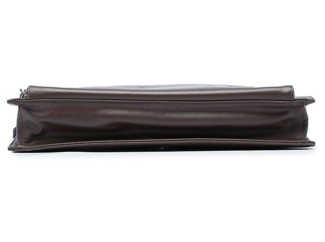 Valigetta da viaggio in pelle Saffiano marrone Prada con tasca frontale con zip per affari - vista 3