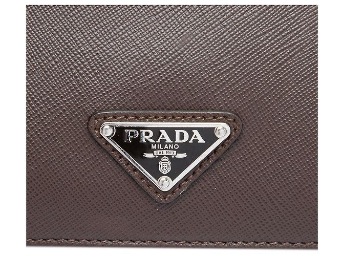 Valigetta da viaggio in pelle Saffiano marrone Prada con tasca frontale con zip per affari - vista 5