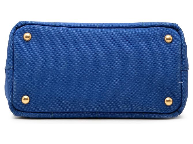 Tote Piccola borsa Prada in tela Canapa blu con logo - vista 3