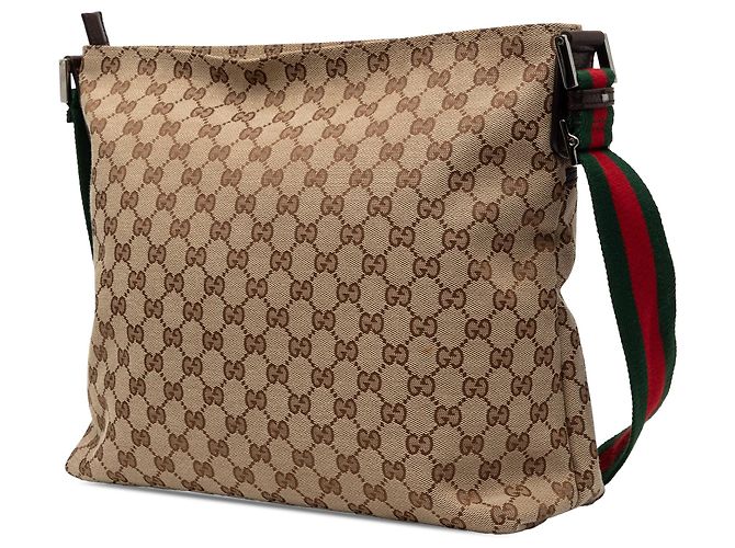 Borsa a tracolla Gucci GG Canvas Web beige - vista 2