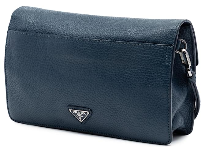 Clutch Prada Vitello Daino blu - vista 2