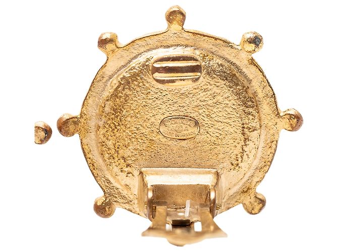 Orecchini a clip Chanel CC placcati oro con finti perle e strass D'oro - vista 3