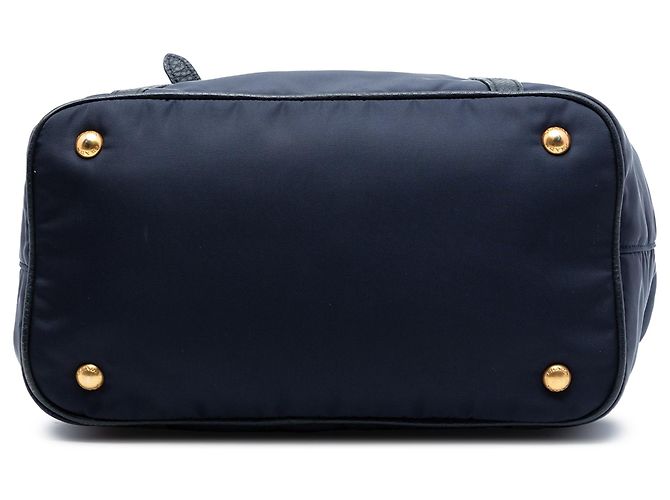 Borsa Prada Vitello Daino con finiture in Tessuto blu - vista 3