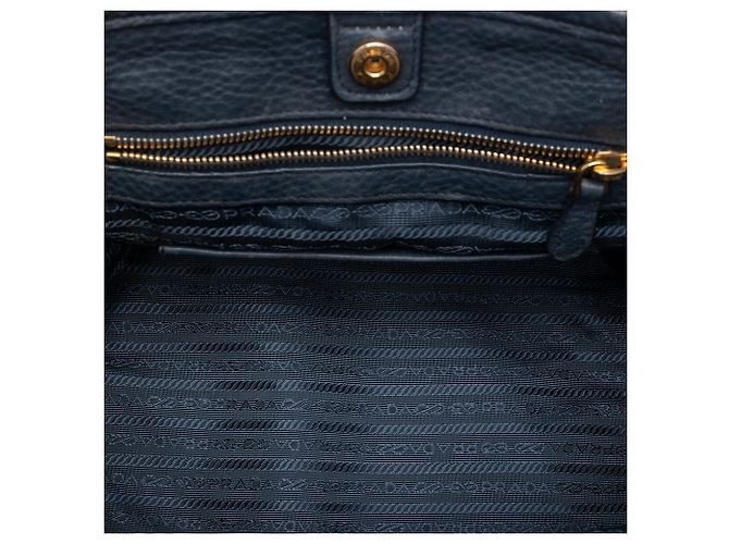 Borsa Prada Vitello Daino con finiture in Tessuto blu - vista 4