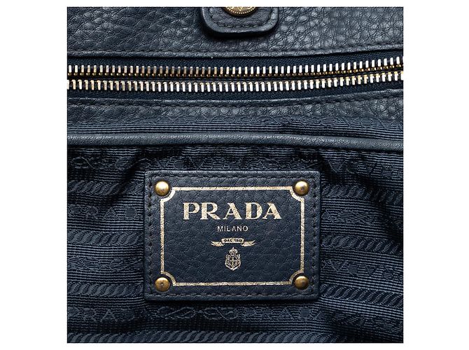 Borsa Prada Vitello Daino con finiture in Tessuto blu - vista 5