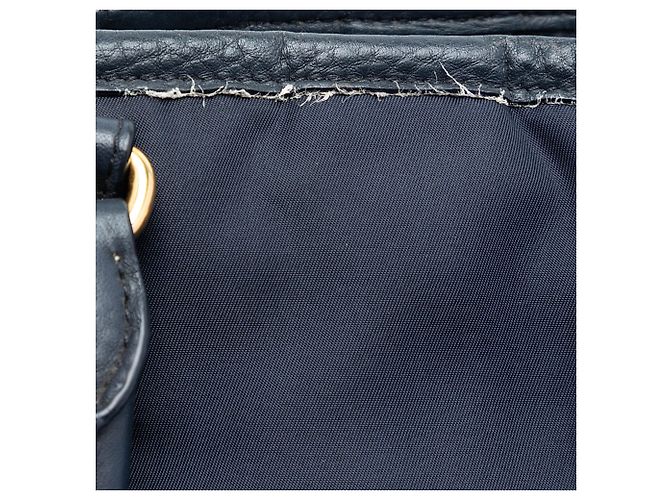 Borsa Prada Vitello Daino con finiture in Tessuto blu - vista 6