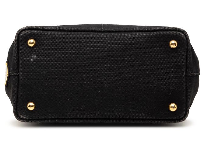 Tote Piccola borsa satchel in tela Canapa con logo nero Prada - vista 3