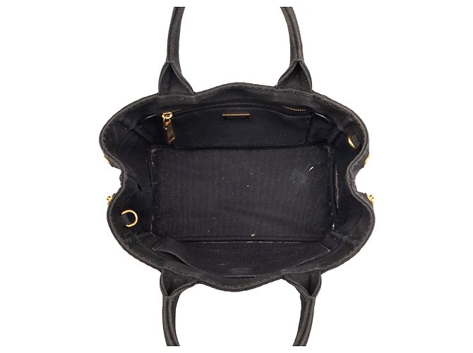 Tote Piccola borsa satchel in tela Canapa con logo nero Prada - vista 4
