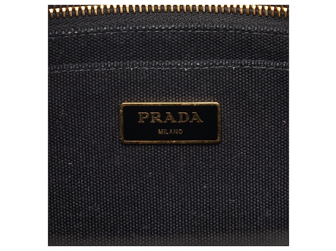 Tote Piccola borsa satchel in tela Canapa con logo nero Prada - vista 5