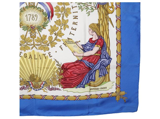 Sciarpa in seta Multi Hermès Republique Francaise Liberte Egalite Fraternite 1789 Multicolore - vista 7