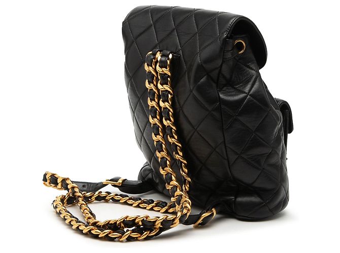 Chanel Duma Rucksack aus gestepptem schwarzem Lammleder Medium - Ansicht 2