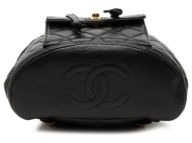 Chanel Duma Rucksack aus gestepptem schwarzem Lammleder Medium - Ansicht 3