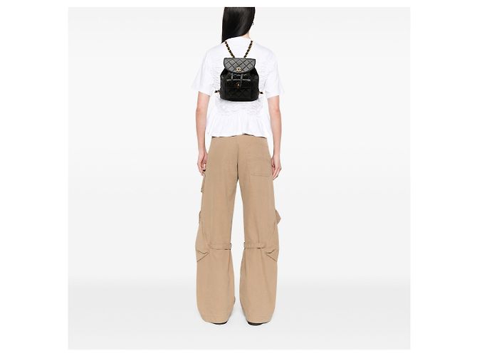 Chanel Duma Rucksack aus gestepptem schwarzem Lammleder Medium - Ansicht 7