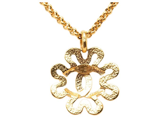 Collana con pendente a fiore placcato oro Gold Chanel CC D'oro - vista 2