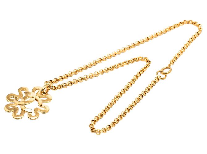 Collana con pendente a fiore placcato oro Gold Chanel CC D'oro - vista 4
