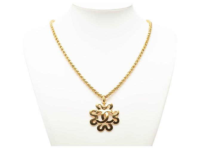 Collana con pendente a fiore placcato oro Gold Chanel CC D'oro - vista 6