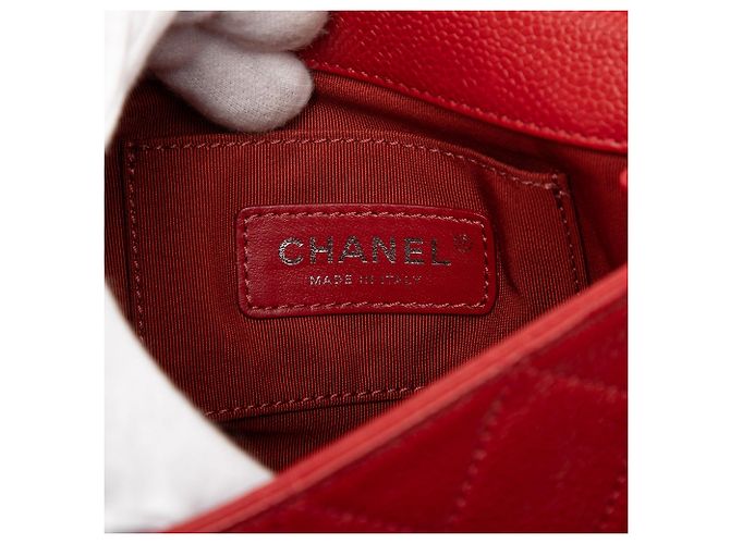 Borsa a tracolla Chanel Mini Square Caviar Incognito Flap rossa Rosso - vista 5