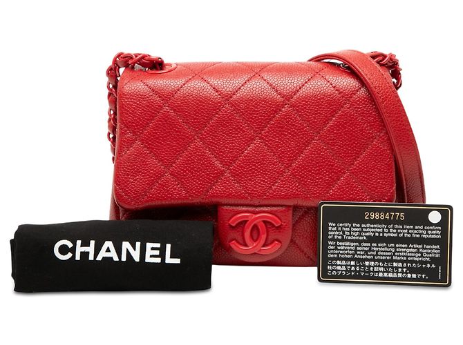Borsa a tracolla Chanel Mini Square Caviar Incognito Flap rossa Rosso - vista 8