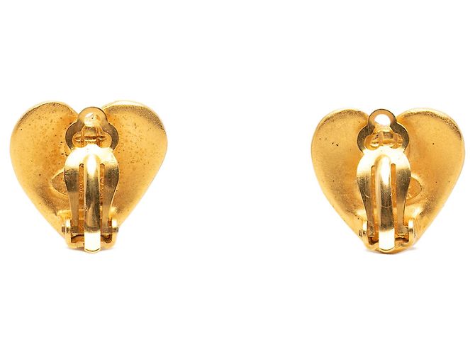 Orecchini a clip a cuore placcati oro Gold Chanel CC D'oro - vista 2
