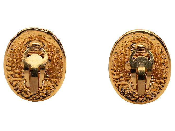 Orecchini a clip ovali Chanel CC placcati oro D'oro - vista 2
