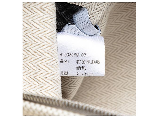 Custodia piatta Hermès H Canvas ricamata Beige Electrique - vista 6