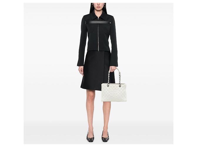 Tote Grand Shopping in Caviar bianco Chanel - vista 7
