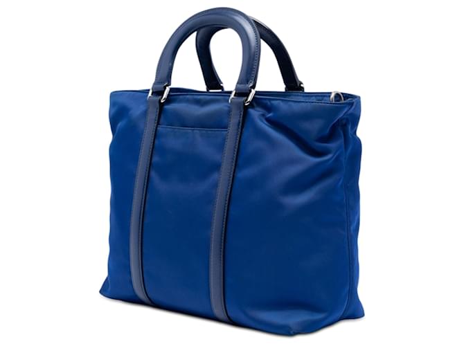 Borsa Prada Vitello Trimmed Tessuto blu - vista 2