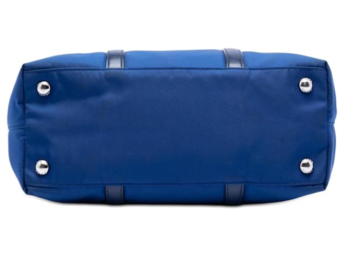 Borsa Prada Vitello Trimmed Tessuto blu - vista 3