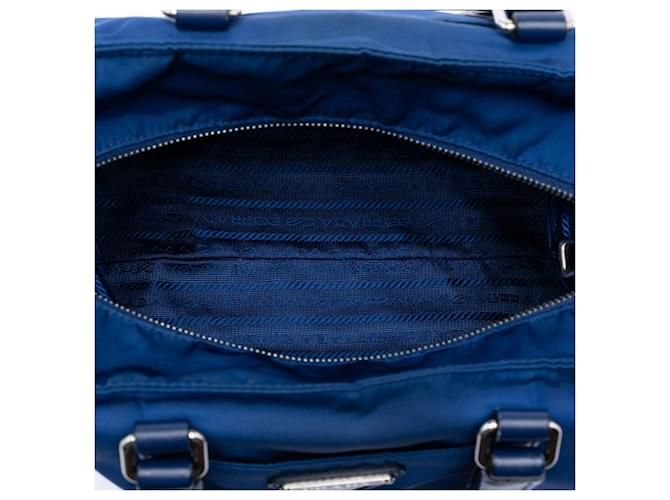 Borsa Prada Vitello Trimmed Tessuto blu - vista 4
