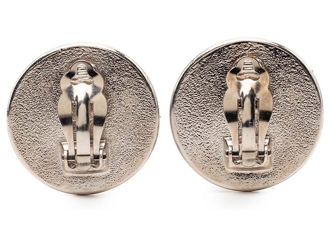 Orecchini a clip CC in argento placcato ed smalto Chanel Silver - vista 2
