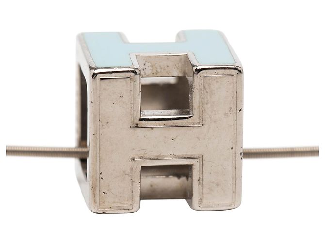 Collana con pendente Cage D in lacca placcata palladio blu Hermès - vista 2