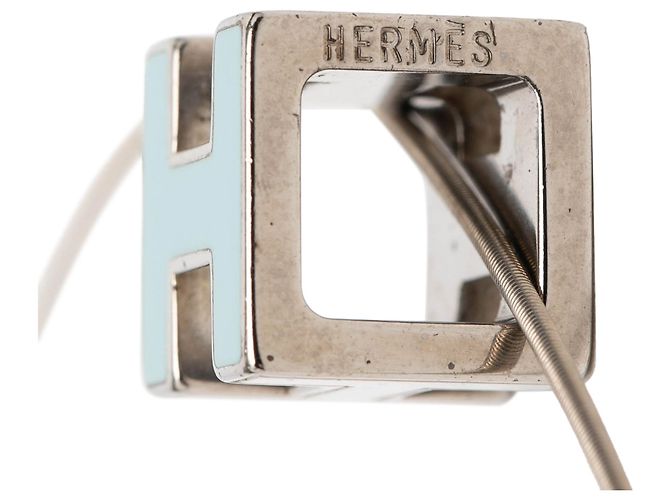 Collana con pendente Cage D in lacca placcata palladio blu Hermès - vista 3