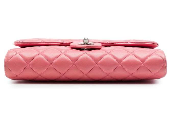 Clutch Chanel CC in agnello trapuntato rosa con catena, borsa a tracolla - vista 3