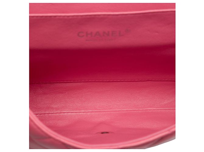 Clutch Chanel CC in agnello trapuntato rosa con catena, borsa a tracolla - vista 4