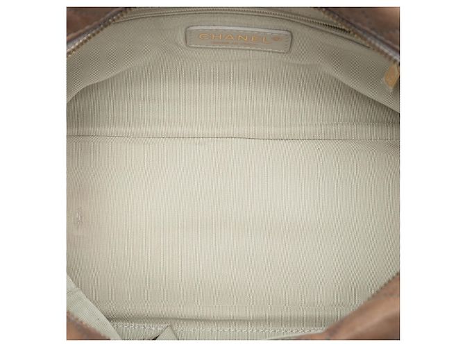Borsa Bowler Chanel CC in tweed e pelle di vitello trapuntata iridescente marrone - vista 4