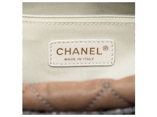Borsa Bowler Chanel CC in tweed e pelle di vitello trapuntata iridescente marrone - vista 5