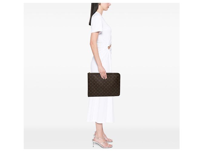 Pasta Executiva Louis Vuitton Monogram Poche Documents Portfolio Marrom - vista 7