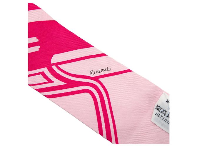 Rosa Hermès Les Coupes Tattoo Twilly Seidentuch Pink - Ansicht 2
