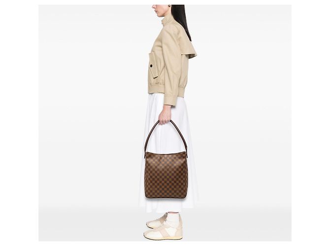 Sac cabas Louis Vuitton Damier Ebene Looping GM marron - vue 7