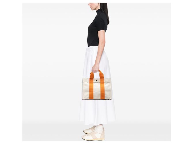 Sac cabas White Hermès Toile Bora Bora PM Blanc - vue 6