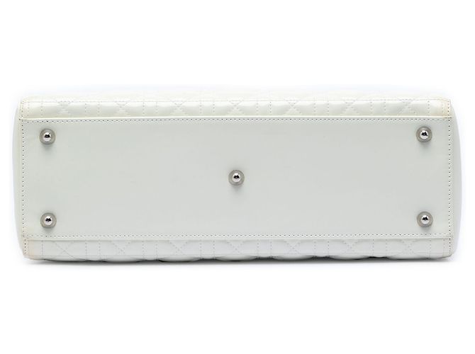 Borsa Lady Dior in agnello cannage bianco di grandi dimensioni - vista 3